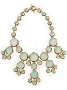Delhi Delight Semi Precious Necklace - predominant colour: pistachio; occasions: evening, occasion, holiday; style: bib; length: mid; size: large/oversized; material: chain/metal; finish: plain; embellishment: jewels