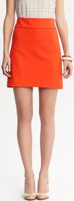Dayna Ponte Knit Mini Skirt - length: mini; pattern: plain; fit: body skimming; waist: high rise; predominant colour: bright orange; occasions: casual, work; style: a-line; fibres: polyester/polyamide - stretch; pattern type: fabric; texture group: jersey - stretchy/drapey