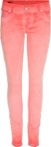 Casey Mid Rise Skinny Jeans - style: skinny leg; length: standard; pattern: plain; pocket detail: traditional 5 pocket; waist: mid/regular rise; predominant colour: bright orange; occasions: casual; fibres: cotton - mix; texture group: denim; pattern type: fabric