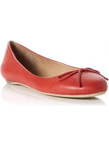 Red Leather Muswell Simple Leather Bow Front Ballerina - predominant colour: terracotta; occasions: casual; material: leather; heel height: flat; toe: round toe; style: ballerinas / pumps; finish: plain; pattern: plain