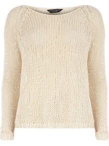 Oat Slub Tape Jumper - neckline: round neck; bust detail: sheer at bust; style: standard; hip detail: fitted at hip; predominant colour: nude; occasions: casual, work; length: standard; fibres: cotton - mix; fit: standard fit; sleeve length: long sleeve; sleeve style: standard; texture group: knits/crochet; pattern type: knitted - other; pattern size: standard
