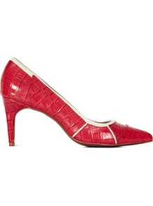 Dominique Panel Detail Mid Heel Court - predominant colour: true red; occasions: evening, work, occasion; material: leather; heel height: mid; heel: stiletto; toe: pointed toe; style: courts; finish: plain; pattern: plain