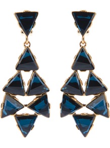 Crystal Drop Earrings - predominant colour: navy; occasions: evening, occasion, holiday; style: drop; length: long; size: large/oversized; material: chain/metal; fastening: clip on; finish: plain; embellishment: jewels