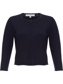 Coralee Cardigan - neckline: round neck; pattern: plain; length: cropped; predominant colour: black; occasions: casual, evening, work; style: standard; fibres: silk - mix; fit: slim fit; sleeve length: 3/4 length; sleeve style: standard; texture group: knits/crochet; pattern type: knitted - fine stitch