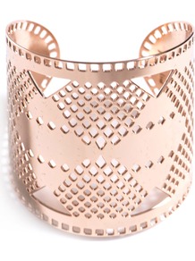Modern Tribal Cuff Bracelet - predominant colour: gold; occasions: evening, work, occasion, holiday; style: cuff; size: large/oversized; material: chain/metal; trends: metallics; finish: metallic