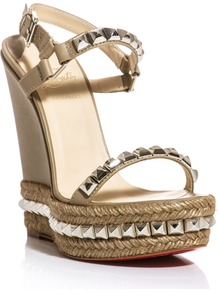 Cataclou 140mm Studded Sandals - predominant colour: stone; secondary colour: silver; occasions: casual, evening, occasion, holiday; material: leather; embellishment: studs; ankle detail: ankle strap; heel: platform; toe: open toe/peeptoe; style: strappy; trends: metallics; finish: plain; pattern: plain; heel height: very high