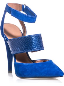 Birelle Shoes - predominant colour: diva blue; occasions: evening, work, occasion, holiday; material: suede; heel height: high; ankle detail: ankle strap; heel: stiletto; toe: pointed toe; style: slingbacks; trends: fluorescent; finish: plain; pattern: plain