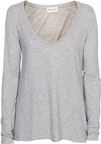 Jac52 Long Sleeve Tee In Heather Grey - pattern: plain; style: t-shirt; predominant colour: light grey; occasions: casual, work; length: standard; neckline: scoop; fibres: cotton - 100%; fit: loose; sleeve length: long sleeve; sleeve style: standard; pattern type: fabric; pattern size: standard; texture group: jersey - stretchy/drapey