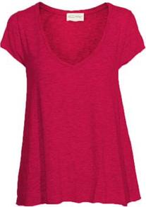 Jac51 Short Sleeve Tee In Peony - sleeve style: capped; pattern: plain; style: t-shirt; predominant colour: hot pink; occasions: casual, holiday; length: standard; neckline: scoop; fibres: cotton - mix; fit: loose; sleeve length: short sleeve; pattern type: fabric; texture group: jersey - stretchy/drapey