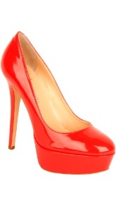 Daniel Morzilla Court - predominant colour: true red; occasions: evening, work, occasion; material: leather; heel height: high; heel: platform; toe: round toe; style: courts; finish: patent; pattern: plain