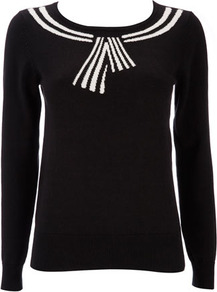 Petite Sailor Collar Jumper - neckline: round neck; pattern: plain; style: standard; hip detail: fitted at hip; shoulder detail: contrast pattern/fabric at shoulder; predominant colour: black; occasions: casual, work; length: standard; fibres: cotton - 100%; fit: standard fit; sleeve length: long sleeve; sleeve style: standard; texture group: knits/crochet; pattern type: knitted - fine stitch; pattern size: big & light