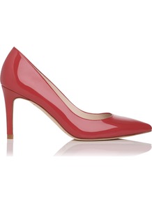 Florete Closed Court, Red - predominant colour: true red; occasions: casual, evening, work, occasion; material: leather; heel height: high; heel: stiletto; toe: pointed toe; style: courts; finish: patent; pattern: plain