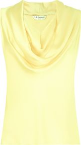 Women's Reed Woven Top, Lemon - neckline: cowl/draped neck; pattern: plain; sleeve style: sleeveless; bust detail: ruching/gathering/draping/layers/pintuck pleats at bust; predominant colour: primrose yellow; occasions: evening, work; length: standard; style: top; fibres: silk - 100%; fit: body skimming; sleeve length: sleeveless; texture group: silky - light; trends: fluorescent; pattern type: fabric; pattern size: standard