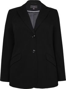 Women's Black Flock Spot Jacket, Black - pattern: plain; style: single breasted blazer; collar: standard lapel/rever collar; predominant colour: black; occasions: work; length: standard; fit: tailored/fitted; fibres: polyester/polyamide - mix; back detail: back vent/flap at back; sleeve length: long sleeve; sleeve style: standard; collar break: medium; pattern type: fabric; texture group: woven light midweight