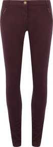 Fig Zip Pocket Trouser - length: standard; pattern: plain; pocket detail: large back pockets, traditional 5 pocket; waist: mid/regular rise; predominant colour: purple; occasions: casual, evening, work; fibres: cotton - stretch; fit: skinny/tight leg; pattern type: fabric; pattern size: standard; texture group: other - light to midweight; style: standard