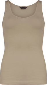 Khaki Scoop Neck Vest - sleeve style: wide vest straps; pattern: plain; waist detail: fitted waist; style: vest top; hip detail: fitted at hip; predominant colour: khaki; occasions: casual, work; length: standard; neckline: scoop; fibres: cotton - 100%; fit: body skimming; sleeve length: sleeveless; texture group: cotton feel fabrics; pattern type: fabric; pattern size: standard