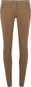 Khaki Zip Pocket Trouser - length: standard; pattern: plain; style: leggings; waist detail: fitted waist; pocket detail: large back pockets; waist: mid/regular rise; predominant colour: taupe; occasions: casual, work; fibres: cotton - stretch; texture group: cotton feel fabrics; fit: skinny/tight leg; pattern type: fabric; pattern size: standard