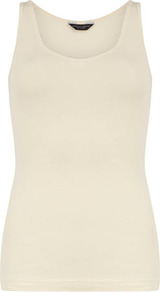 Cream Scoop Neck Vest - pattern: plain; sleeve style: sleeveless; style: vest top; predominant colour: ivory; occasions: casual, work; length: standard; neckline: scoop; fibres: cotton - 100%; fit: body skimming; sleeve length: sleeveless; texture group: cotton feel fabrics; pattern type: fabric; pattern size: standard