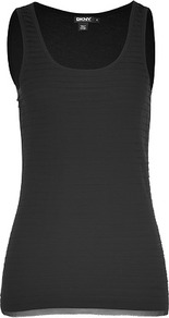 Black Tiered Cotton Silk Tank Top - sleeve style: standard vest straps/shoulder straps; pattern: plain; style: vest top; predominant colour: black; occasions: casual; length: standard; neckline: scoop; fibres: cotton - mix; fit: body skimming; sleeve length: sleeveless; pattern type: fabric; texture group: jersey - stretchy/drapey