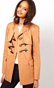 Swing Duffle Coat - pattern: plain; length: below the bottom; hip detail: side pockets at hip; style: duffle coat; collar: standard lapel/rever collar; predominant colour: camel; occasions: casual; fit: straight cut (boxy); fibres: cotton - stretch; back detail: back vent/flap at back; sleeve length: long sleeve; sleeve style: standard; texture group: cotton feel fabrics; collar break: medium; pattern type: fabric