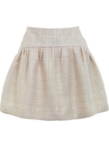 Cream Boucle Full Frill Skirt - length: mid thigh; pattern: plain; style: full/prom skirt; fit: loose/voluminous; waist: high rise; waist detail: twist front waist detail/nipped in at waist on one side/soft pleats/draping/ruching/gathering waist detail; predominant colour: ivory; occasions: casual, evening, work; fibres: polyester/polyamide - 100%; trends: volume; pattern type: fabric; pattern size: standard; texture group: other - light to midweight