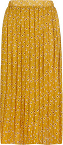 Yellow Floral Pleated Maxi - length: ankle length; fit: loose/voluminous; waist: high rise; predominant colour: mustard; occasions: casual, evening, work; style: maxi skirt; fibres: polyester/polyamide - 100%; texture group: sheer fabrics/chiffon/organza etc.; pattern type: fabric; pattern size: small & busy; pattern: florals