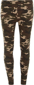 Green Camouflage Trousers - waist detail: fitted waist; pocket detail: large back pockets; waist: mid/regular rise; predominant colour: khaki; occasions: casual; length: ankle length; fibres: cotton - 100%; hip detail: fitted at hip (bottoms); texture group: cotton feel fabrics; trends: statement prints; fit: skinny/tight leg; pattern type: fabric; pattern size: big & busy; pattern: patterned/print; style: standard