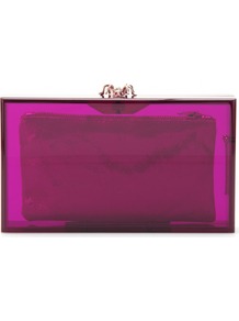 Pandora Colour Box Clutch - predominant colour: magenta; occasions: evening, occasion; style: clutch; length: hand carry; size: small; material: plastic/rubber; pattern: plain; finish: plain