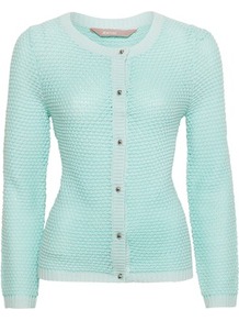 Aqua Stitch Detail Cardigan - neckline: round neck; hip detail: fitted at hip; predominant colour: pistachio; occasions: casual, work; length: standard; style: standard; fibres: acrylic - mix; fit: slim fit; waist detail: fitted waist; sleeve length: long sleeve; sleeve style: standard; texture group: knits/crochet; pattern type: knitted - other
