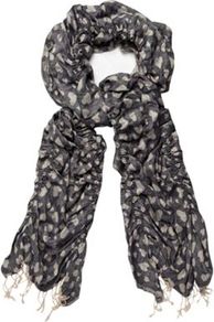 Blue Heart Jacquard Scarf - predominant colour: charcoal; secondary colour: light grey; occasions: casual, work, holiday; type of pattern: heavy; style: regular; size: standard; material: fabric; embellishment: fringing; trends: modern geometrics; pattern: patterned/print