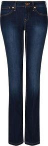 Women's Boot Cut Jeans, Denim Dark Wash - style: bootcut; length: standard; pattern: plain; waist: low rise; pocket detail: traditional 5 pocket; predominant colour: navy; occasions: casual; fibres: cotton - stretch; jeans detail: shading down centre of thigh; texture group: denim; pattern type: fabric