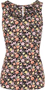 Women's Garden Ditsy Vest, Multi Coloured - sleeve style: standard vest straps/shoulder straps; waist detail: fitted waist; style: vest top; hip detail: fitted at hip; occasions: casual, work, holiday; length: standard; neckline: scoop; fibres: polyester/polyamide - 100%; fit: straight cut; back detail: keyhole/peephole detail at back; predominant colour: multicoloured; sleeve length: sleeveless; trends: high impact florals; pattern type: fabric; pattern size: small & busy; pattern: florals; texture group: jersey - stretchy/drapey