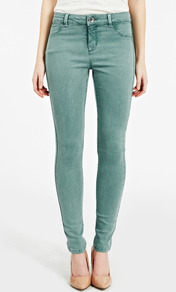 Jade Lightweight Skinny Jean - pattern: plain; pocket detail: traditional 5 pocket; waist: mid/regular rise; predominant colour: pistachio; occasions: casual, holiday; length: ankle length; fibres: cotton - stretch; texture group: denim; fit: skinny/tight leg; pattern type: fabric; style: standard