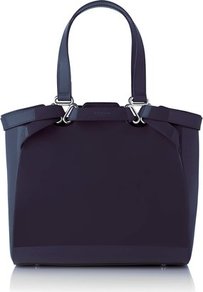 Mae Patent Leather Large Tote Blue Navy - predominant colour: navy; occasions: casual, evening, work, holiday; type of pattern: standard; style: tote; length: handle; size: standard; material: leather; pattern: plain; finish: patent; embellishment: chain/metal