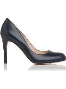 Shilo Leather Court Shoe Blue Navy - predominant colour: navy; occasions: evening, work, occasion; material: leather; heel height: high; heel: stiletto; toe: round toe; style: courts; finish: plain; pattern: plain