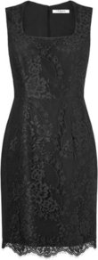 Belitta Fitted Lace Dress Black - style: shift; fit: tailored/fitted; pattern: plain; sleeve style: sleeveless; predominant colour: black; occasions: evening, occasion; length: just above the knee; sleeve length: sleeveless; texture group: lace; neckline: low square neck; pattern type: fabric; fibres: viscose/rayon - mix; embellishment: lace