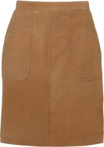 Dover Suede Skirt Tan - pattern: plain; style: straight; waist detail: fitted waist; waist: high rise; hip detail: fitted at hip; predominant colour: tan; occasions: casual, evening, work; length: just above the knee; fibres: leather - 100%; fit: straight cut; pattern type: fabric; texture group: suede