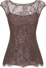 Gabi Lace Top Grey Quartz - neckline: slash/boat neckline; sleeve style: capped; pattern: plain; style: blouse; predominant colour: chocolate brown; occasions: evening, occasion; length: standard; fibres: nylon - 100%; fit: body skimming; sleeve length: sleeveless; texture group: lace; pattern type: fabric; embellishment: lace