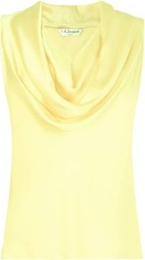Reed Cowl Neck Sleeveless Top Yellow Lemon - neckline: cowl/draped neck; pattern: plain; sleeve style: sleeveless; hip detail: fitted at hip; bust detail: ruching/gathering/draping/layers/pintuck pleats at bust; predominant colour: primrose yellow; occasions: casual, evening, work; length: standard; style: top; fibres: silk - 100%; fit: straight cut; shoulder detail: flat/draping pleats/ruching/gathering at shoulder; sleeve length: sleeveless; texture group: silky - light; pattern type: fabric; pattern size: standard