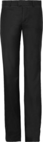 Mid Rise Wool Blend Pants - length: standard; pattern: plain; waist: mid/regular rise; predominant colour: black; occasions: casual, evening, work; fibres: wool - mix; fit: straight leg; pattern type: fabric; texture group: woven light midweight; style: standard