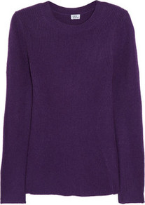 Seamed Cashmere Sweater - pattern: plain; length: below the bottom; style: standard; hip detail: fitted at hip; predominant colour: purple; occasions: casual, work; fit: standard fit; neckline: crew; fibres: cashmere - 100%; sleeve length: long sleeve; sleeve style: standard; texture group: knits/crochet; pattern type: knitted - other