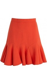 Double Crepe Flip Skirt - length: mid thigh; pattern: plain; fit: body skimming; waist detail: fitted waist; hip detail: fitted at hip; waist: mid/regular rise; predominant colour: coral; occasions: casual, evening, work, occasion, holiday; style: fit & flare; fibres: wool - mix; texture group: crepes; pattern type: fabric