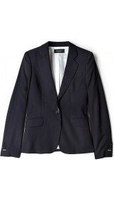 Single Button Blazer - pattern: plain; style: single breasted blazer; collar: standard lapel/rever collar; predominant colour: navy; occasions: casual, evening, work; length: standard; fit: tailored/fitted; sleeve length: long sleeve; sleeve style: standard; texture group: cotton feel fabrics; collar break: medium; pattern type: fabric; fibres: viscose/rayon - mix