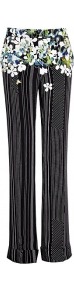 Floral Stovepipe Trousers - length: standard; pocket detail: small back pockets, pockets at the sides; waist: mid/regular rise; occasions: casual, evening, occasion, holiday; fibres: silk - 100%; predominant colour: monochrome; fit: straight leg; pattern type: fabric; pattern size: small & light; pattern: florals; texture group: other - light to midweight; style: standard