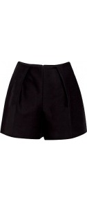 Black Cotton Twill High Waisted Shorts - pattern: plain; style: shorts; waist: high rise; length: short shorts; predominant colour: black; occasions: evening; fibres: cotton - 100%; texture group: crepes; fit: straight leg; pattern type: fabric