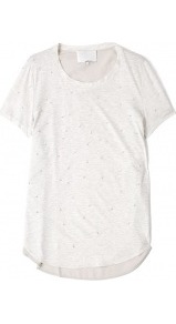 Overlapped T Shirt With Embellishment - pattern: plain; style: t-shirt; predominant colour: white; occasions: casual, evening, work, holiday; length: standard; fibres: cotton - mix; fit: body skimming; neckline: crew; sleeve length: short sleeve; sleeve style: standard; pattern type: fabric; pattern size: light/subtle; texture group: jersey - stretchy/drapey; embellishment: beading