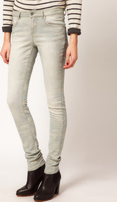 Army Skinny Jeans - style: skinny leg; length: standard; pattern: plain; pocket detail: traditional 5 pocket; waist: mid/regular rise; predominant colour: pistachio; occasions: casual; fibres: cotton - stretch; jeans detail: washed/faded; texture group: denim; pattern type: fabric; pattern size: big & light