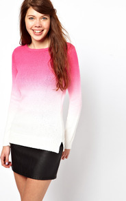 A Wear Dip Dye Jumper - neckline: round neck; style: standard; hip detail: fitted at hip; predominant colour: hot pink; occasions: casual; length: standard; fibres: cotton - 100%; fit: standard fit; sleeve length: long sleeve; sleeve style: standard; texture group: knits/crochet; pattern type: knitted - other; pattern size: standard; pattern: colourblock