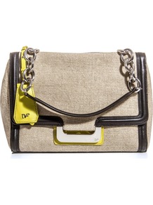 Harper Bag - secondary colour: yellow; predominant colour: taupe; occasions: casual, evening, work; type of pattern: light; style: shoulder; length: shoulder (tucks under arm); size: standard; material: fabric; finish: plain; pattern: colourblock