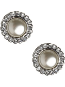 Santorini Stud Earring - predominant colour: silver; occasions: casual, evening, occasion; style: stud; length: short; size: standard; material: chain/metal; fastening: pierced; finish: plain; embellishment: pearls